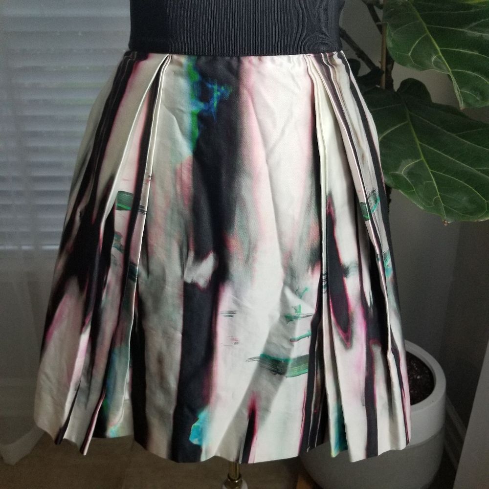 Milly watercolor pleated high waist skirt size 2
